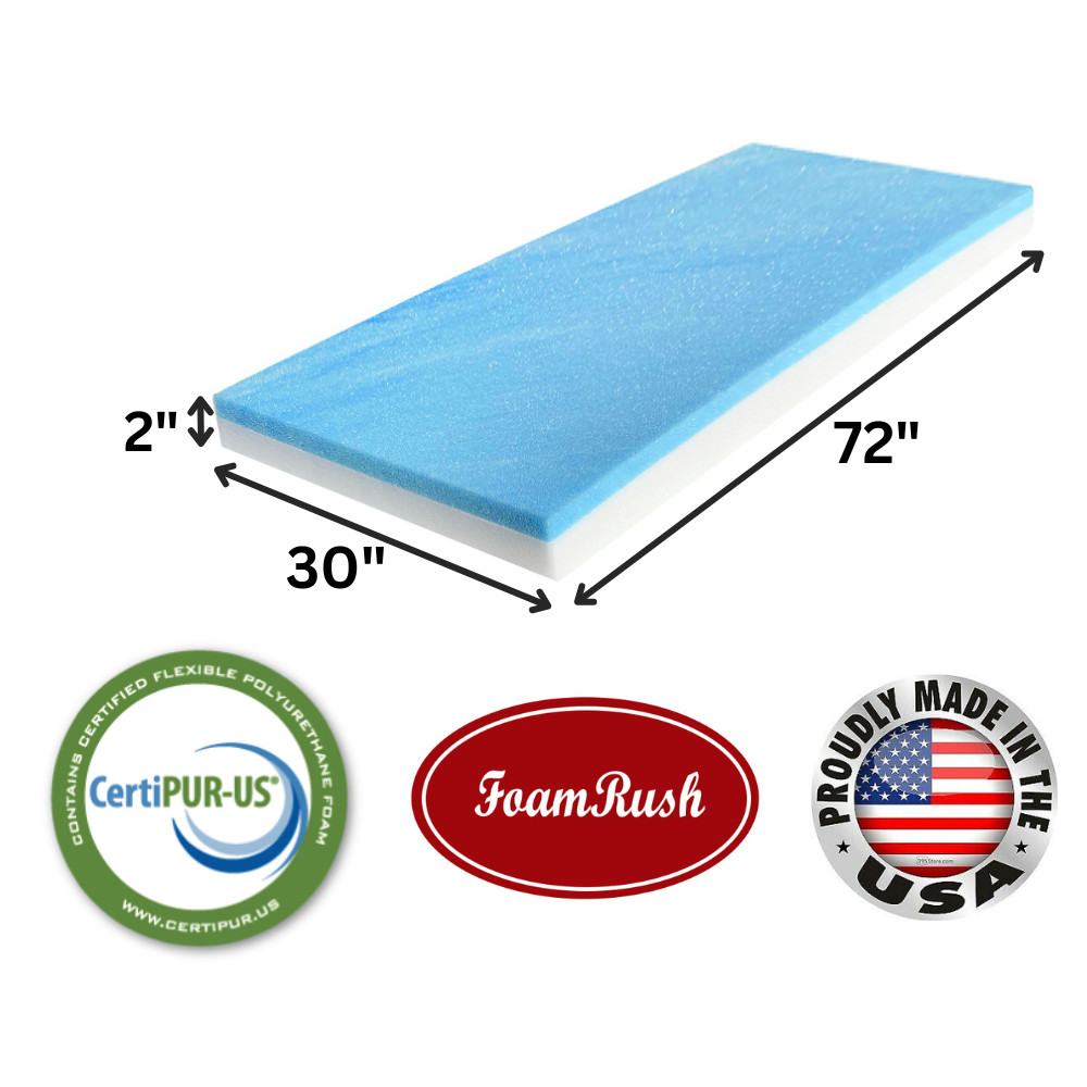 FoamRush Bunk (30″ x 72″) Cooling Gel Memory Foam RV Mattress Medium Firm USA