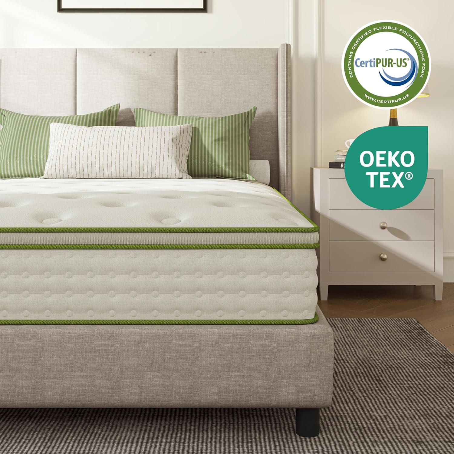 12″ Queen Hybrid Mattress Medium Firm Memory Foam Pocket Springs