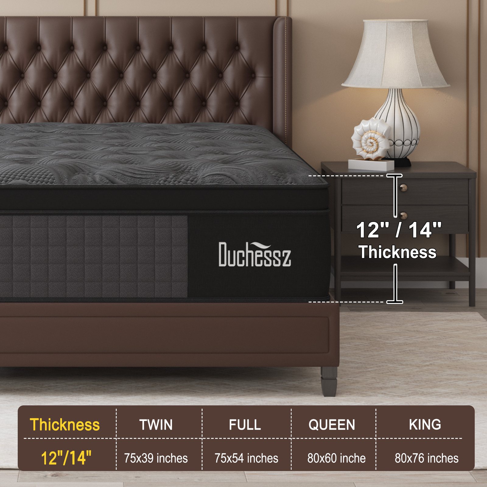 12″14″ Twin Full Queen King Size Mattress in a Box Hybrid Spring Memory Foam