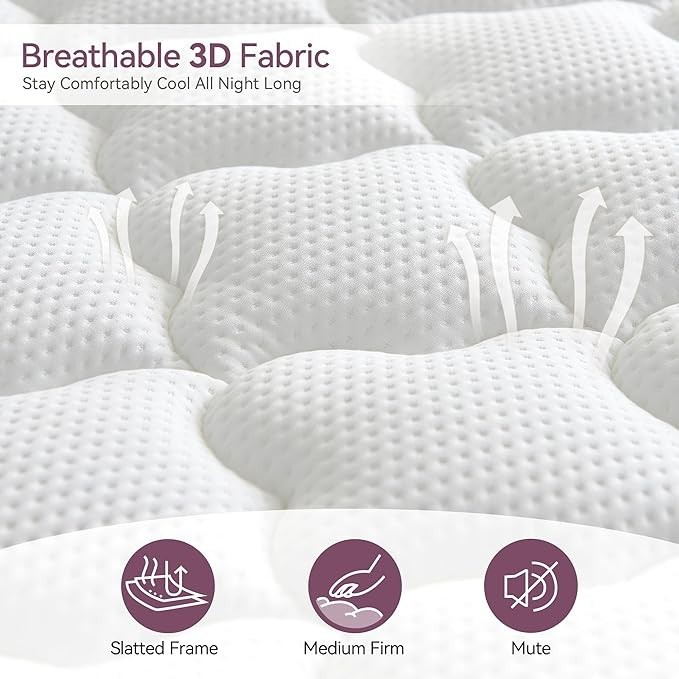 Dosleeps Double Mattress 4FT6 11 Inch Memory Foam Pocket Spring Medium Firm