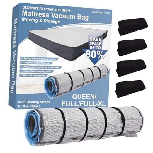 Foam Mattress Vacuum Bag with Blue Zipper, Mattress Queen/Full/Full-XL BlueZip
