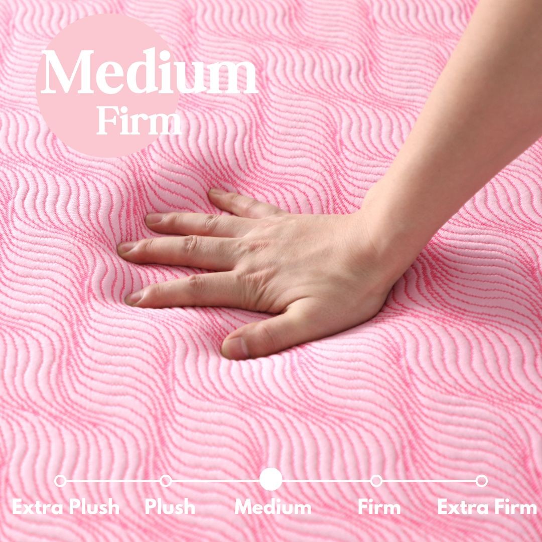 L’Baiet 6″ Bed in a Box Medium Firm Cooling Foam Full Size Mattress in Pink