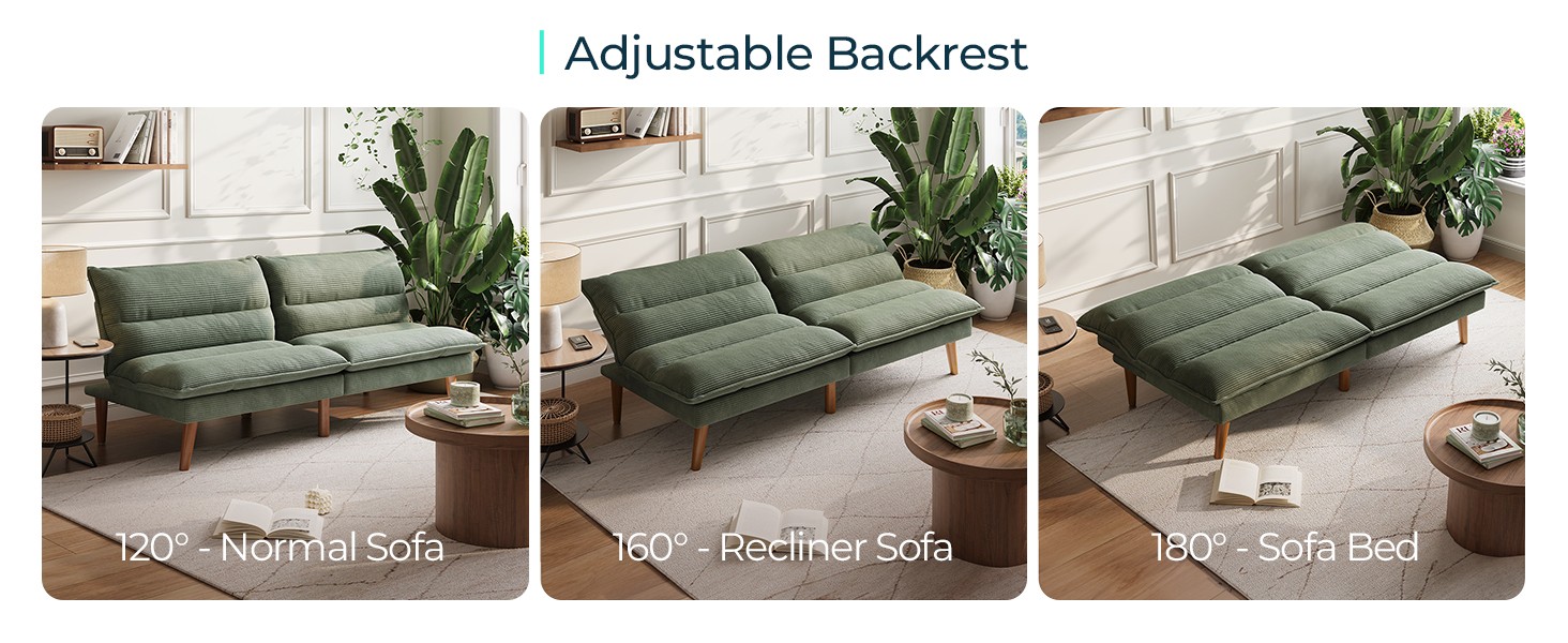 Futon Sofa Bed – Convertible Corduroy Futon Couch Bed with