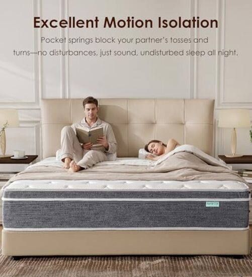 Queen Size Mattress 12 Inch, Cooling Hybrid Mattress in a Box, Queen 12 Inches