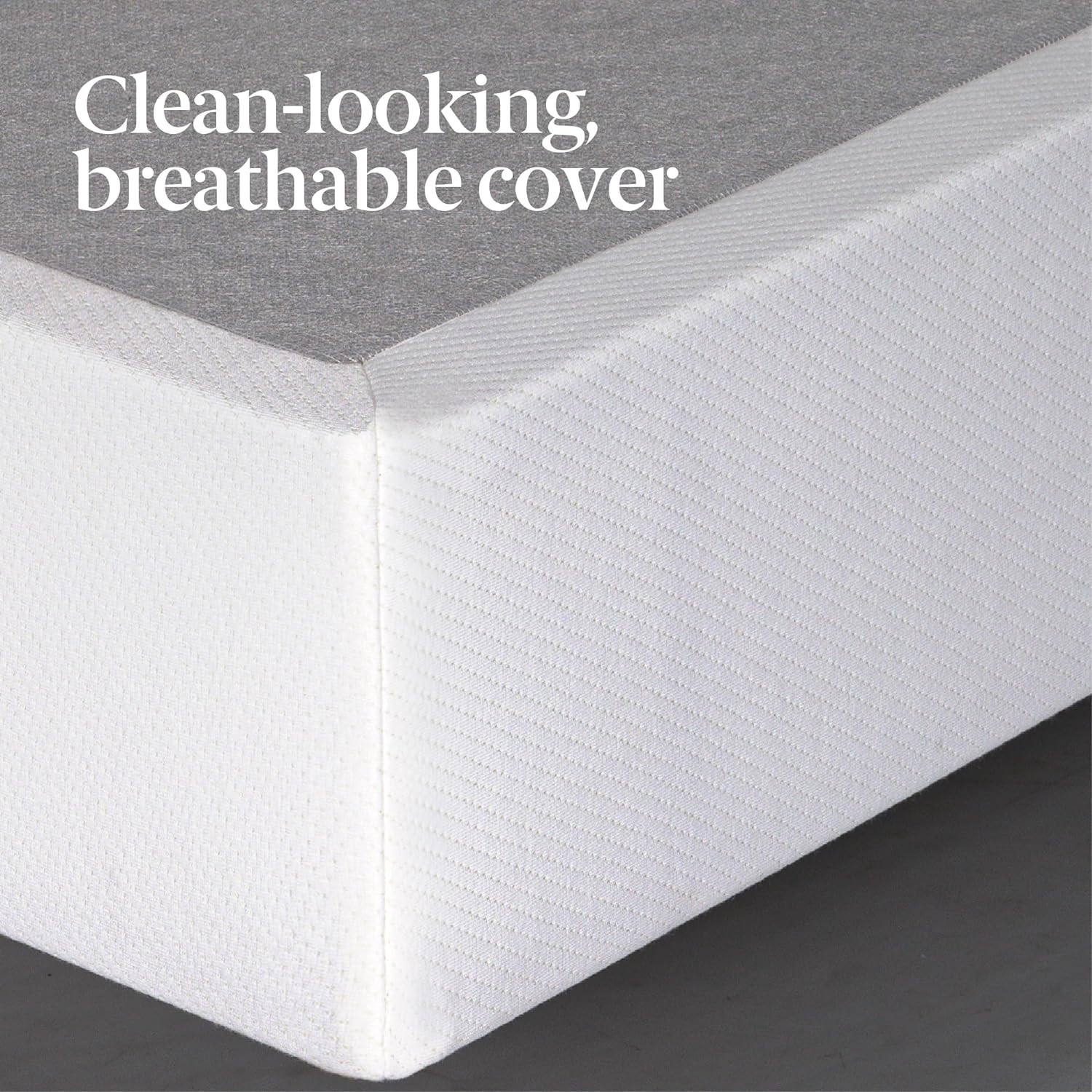 9″ Box Spring with Cover, No Assembly, Sturdy Metal, Split Queen, White