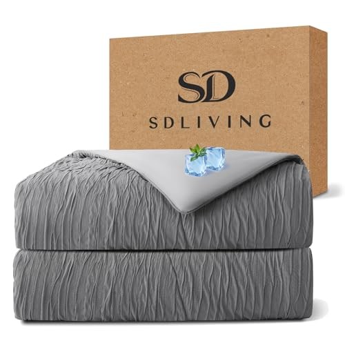 Full/Queen Size Cooling Comforter – Dark Grey – Temperature Regulating Blanket