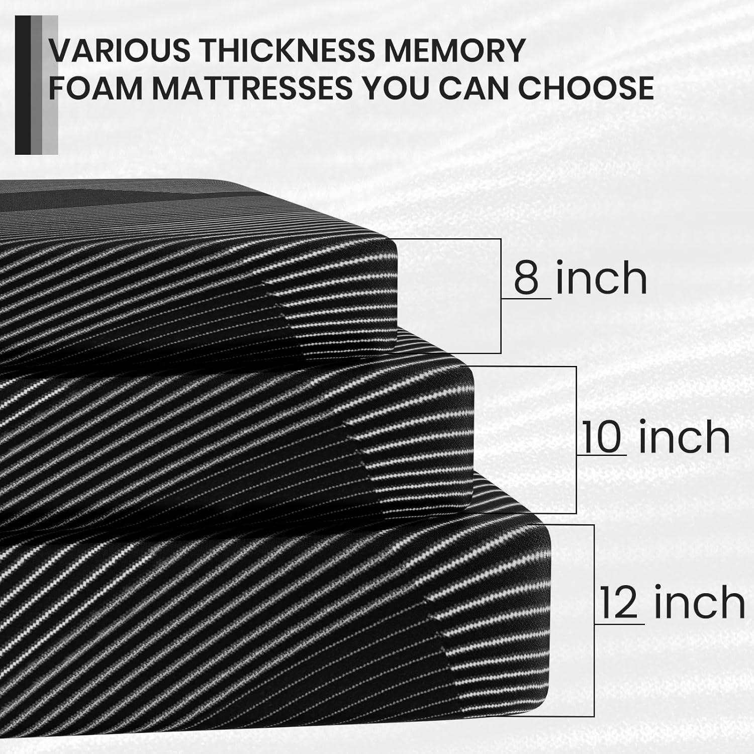 10″ Twin Full Queen King Size Gel Memory Foam Mattress in a Box, Made in USA