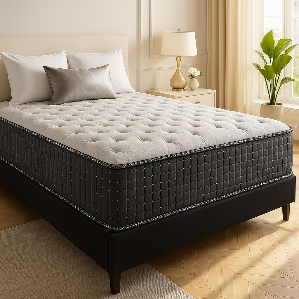 Luxury 14-Inch Hybrid Mattress, Pocket Coils, Soft Foam, Full XL, Black