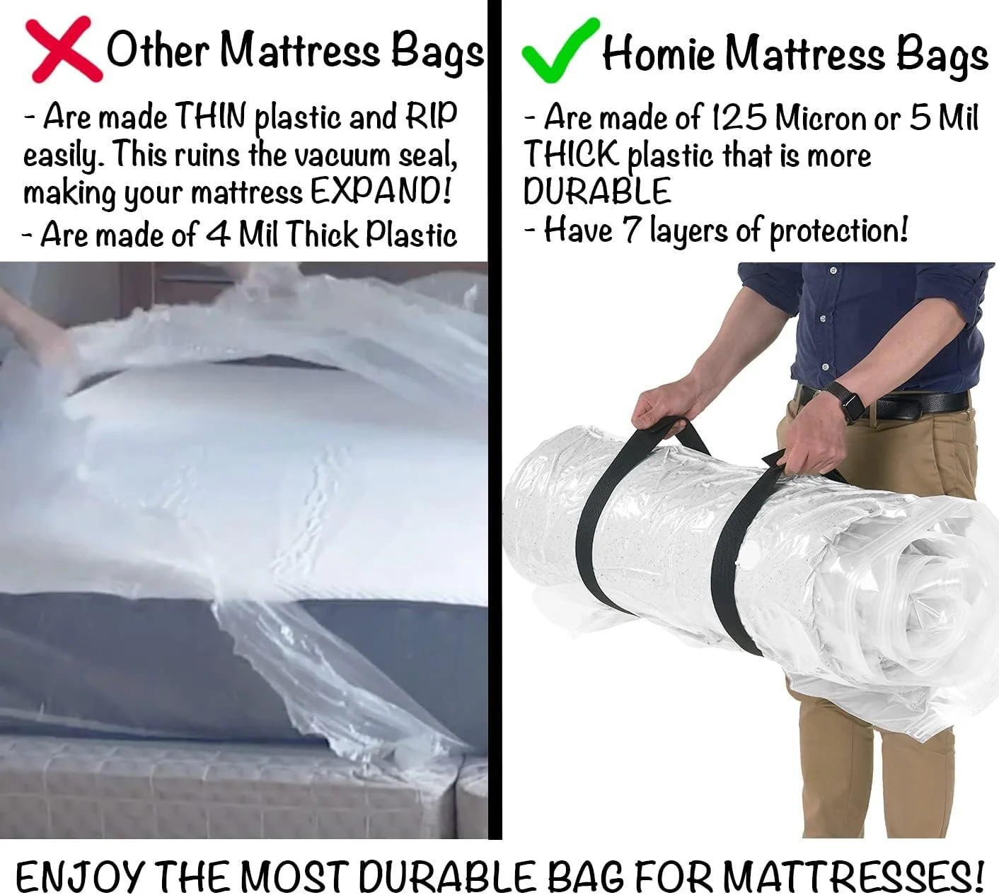 Homie Mattress Vacuum Bag – Compression & Storage Solution