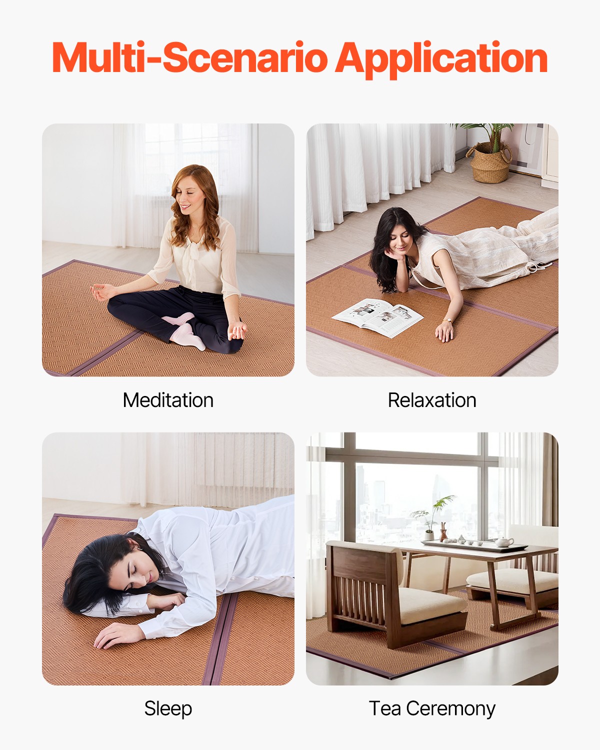 Japanese Tatami Mat 80 x 55 in Foldable Natural Rattan Tatami Mattress