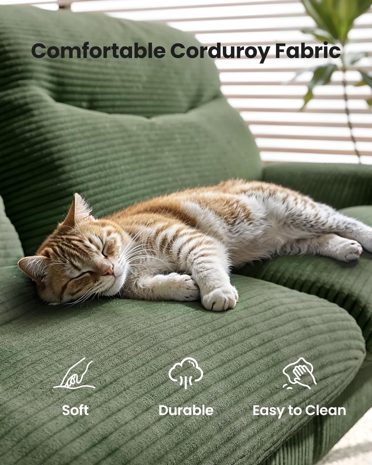 ada 75″ Convertible Futon Sofa Bed, Corduroy Folding Futon Set with