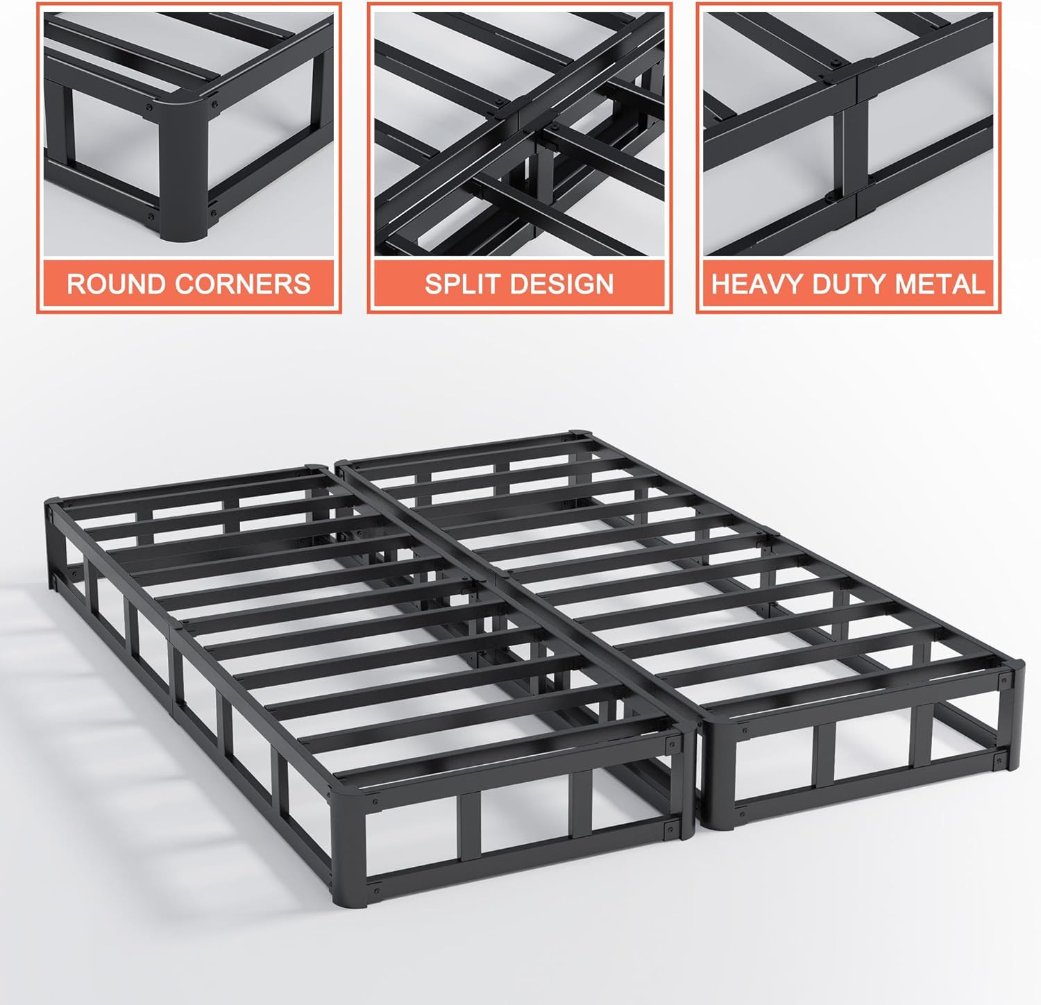 7″ Heavy Duty Split Box Spring with Fabric Cover – Easy Assembly & Noise-Free