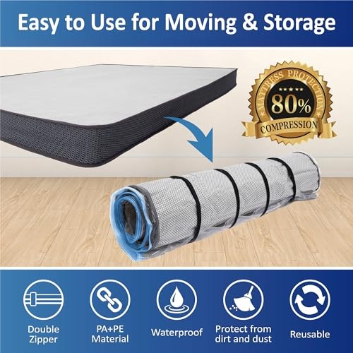 Foam Mattress Vacuum Bag with Blue Zipper, Mattress Queen/Full/Full-XL BlueZip