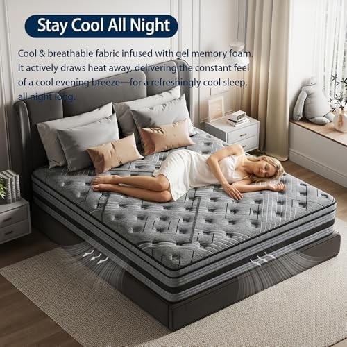 12 Inch Queen Mattress in a Box Hybrid Gel Memory Foam Pocket Spring Soft Plush