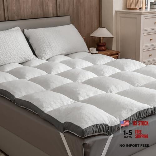 Shredded Memory Foam Bed Topper, 2000GSM Plush Pillow Top Queen-2000GSM White