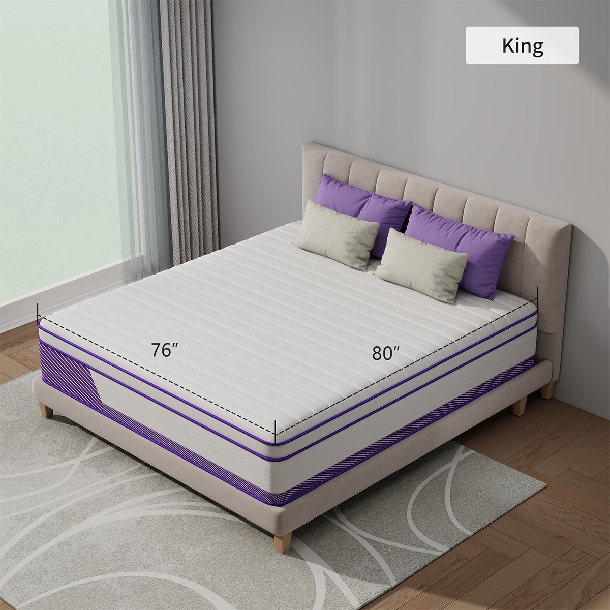 14 Inch King Size Mattress Gel Memory Foam Hybrid Pocket Spring Bed In A Box