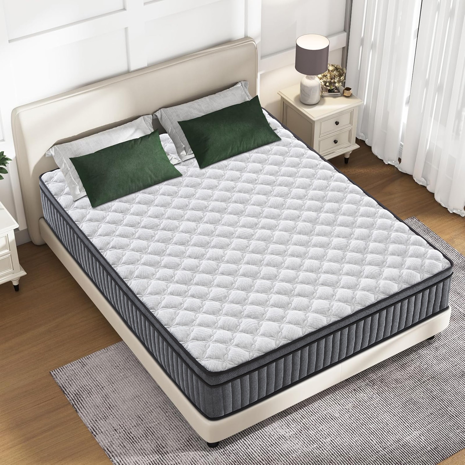 10″12″ Gel Memory Foam Spring Hybrid Mattress Twin Full Queen King Size In A Box