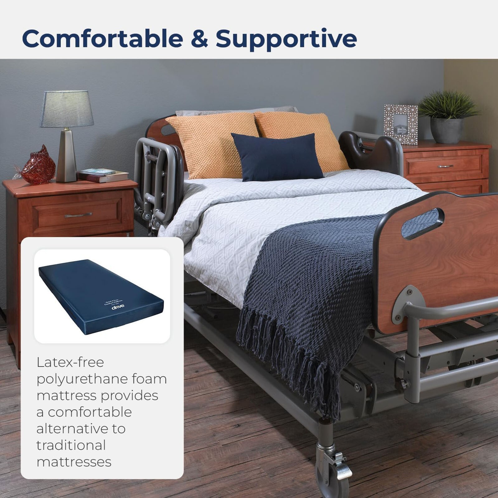 Hospital Medical Bed Mattress Twin XL Blue Water Resistant Non Slip Home Foam