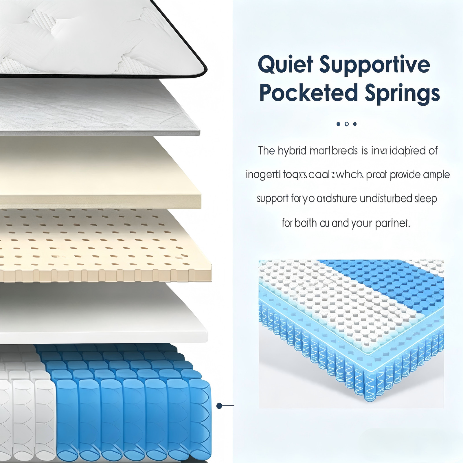 Queen Hybrid Mattress 12 Inch Pocketed Innerspring Medium Firm Pressure Relief