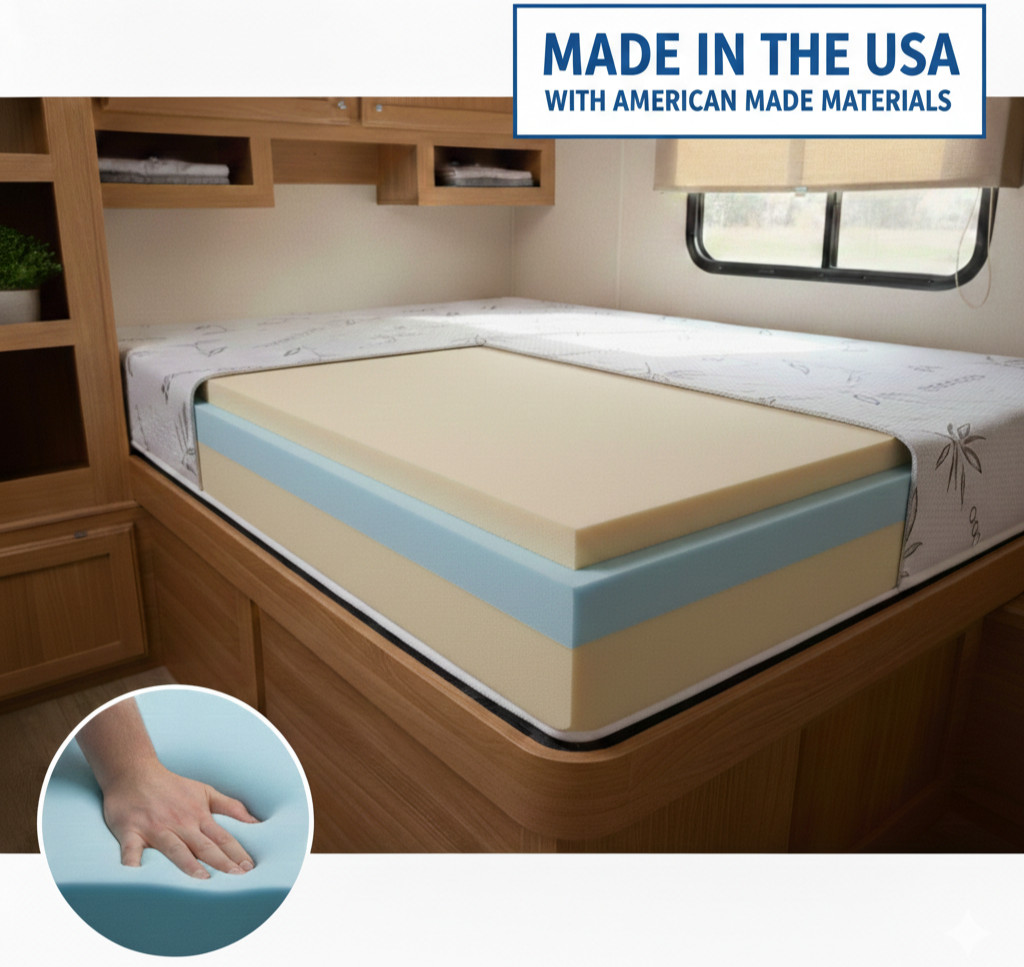 Gel Memory Foam Mattress Bed RV Camper All Sizes Short Queen King Bunk 6″ 8″ 10″