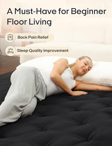 Japanese Floor Futon Mattress, Foldable Tatami 39″ × 75″(Twin) 01 – Black