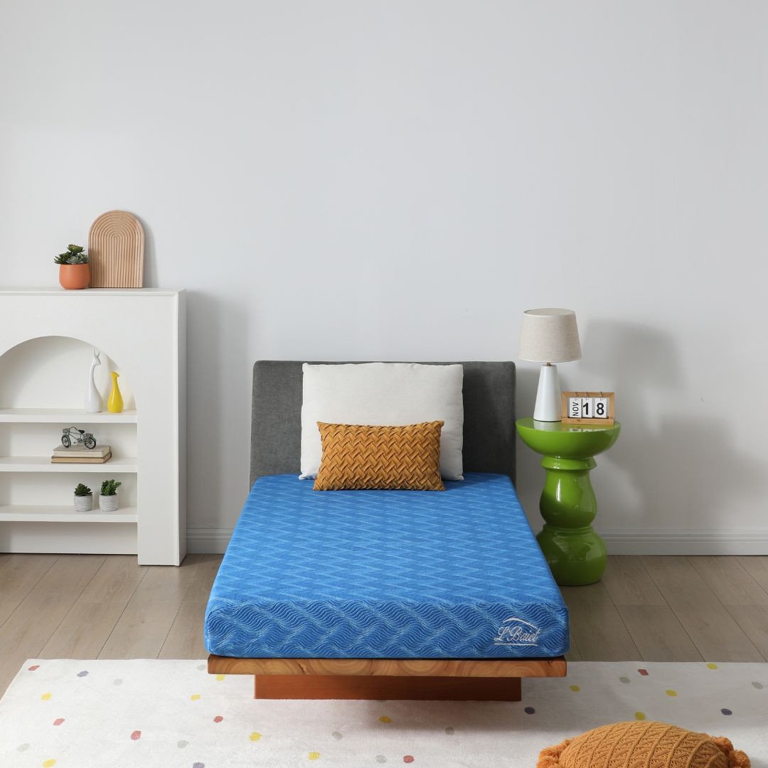 L’Baiet 6″ Bed in a Box Medium Firm Cooling Foam Full Size Mattress in Blue