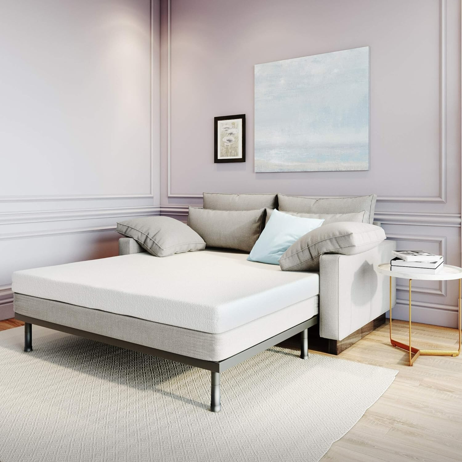 Classic Brands 4.5 inch Memory Foam Sofa Bed Mattress Queen 414800-1152 White