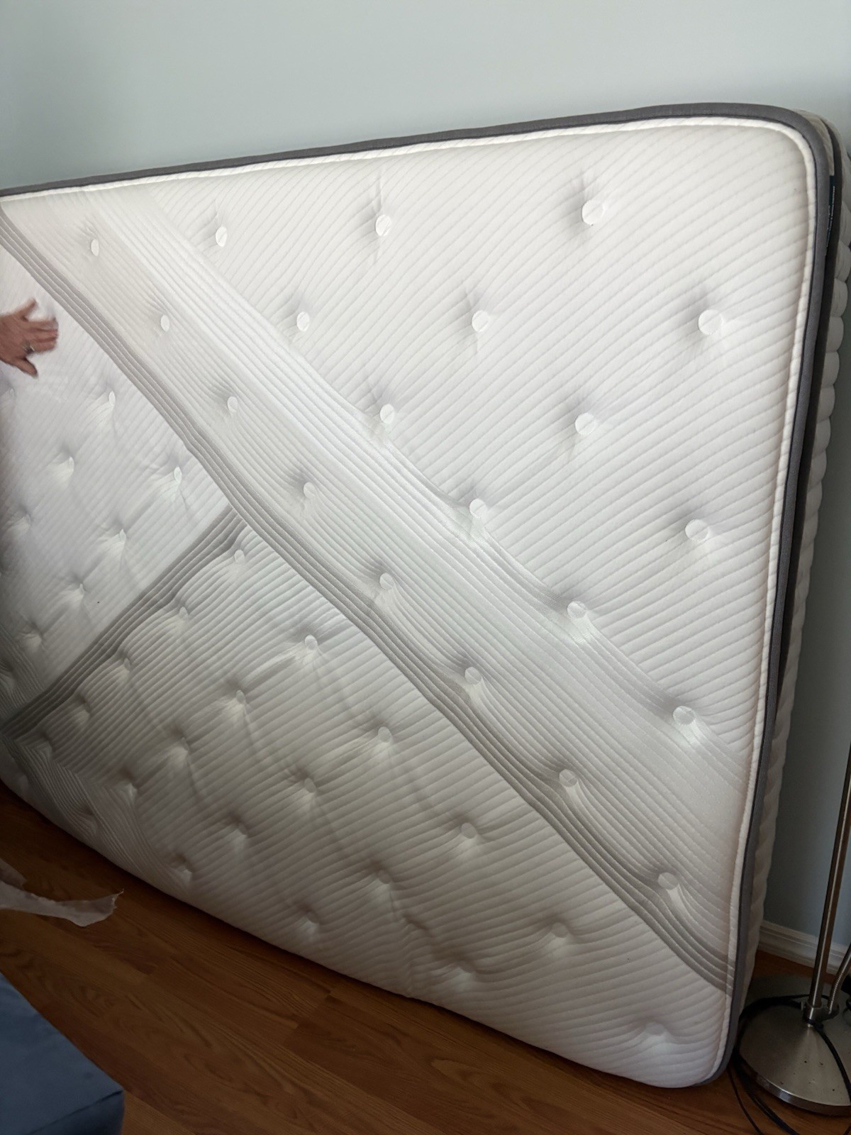 White and Gray Rectangle Mattress with Quilted Top for Bedroom