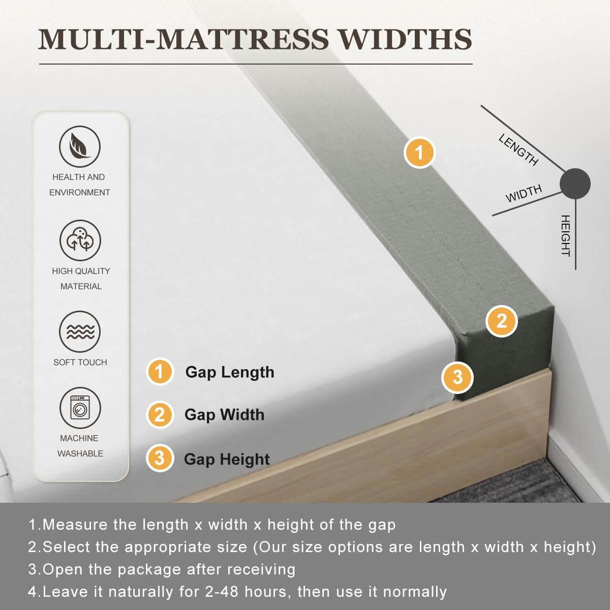 Bed Gap Filler/Mattress Space Filler, Mattress Extender for Twin/Full/Queen/K…