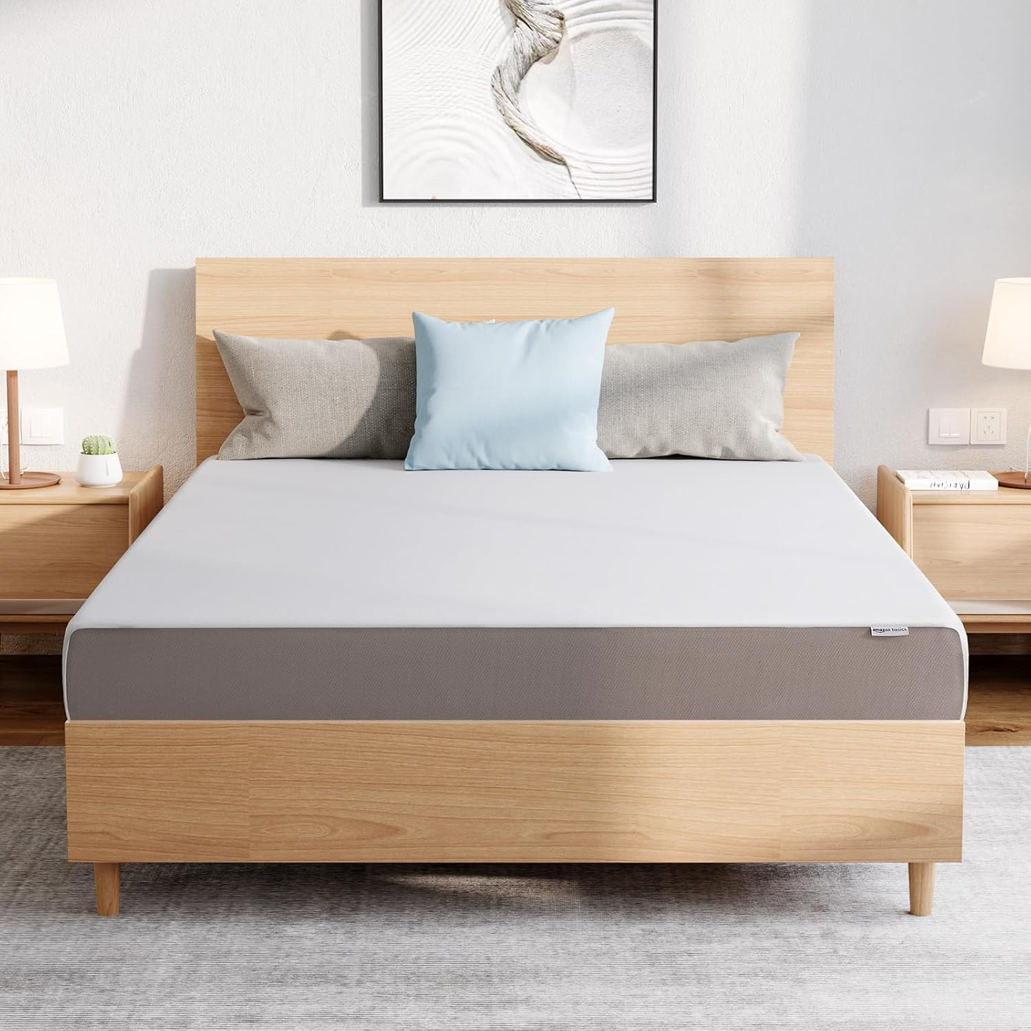 Medium Firm Memory Foam Mattress, Breathable, 8 Inch, Queen, White/Grey