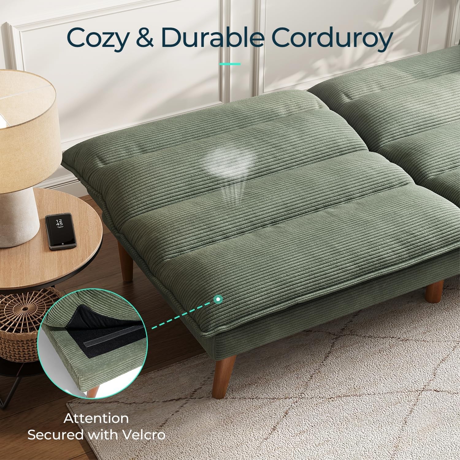 Futon Sofa Bed – Convertible Corduroy Futon Couch Bed with