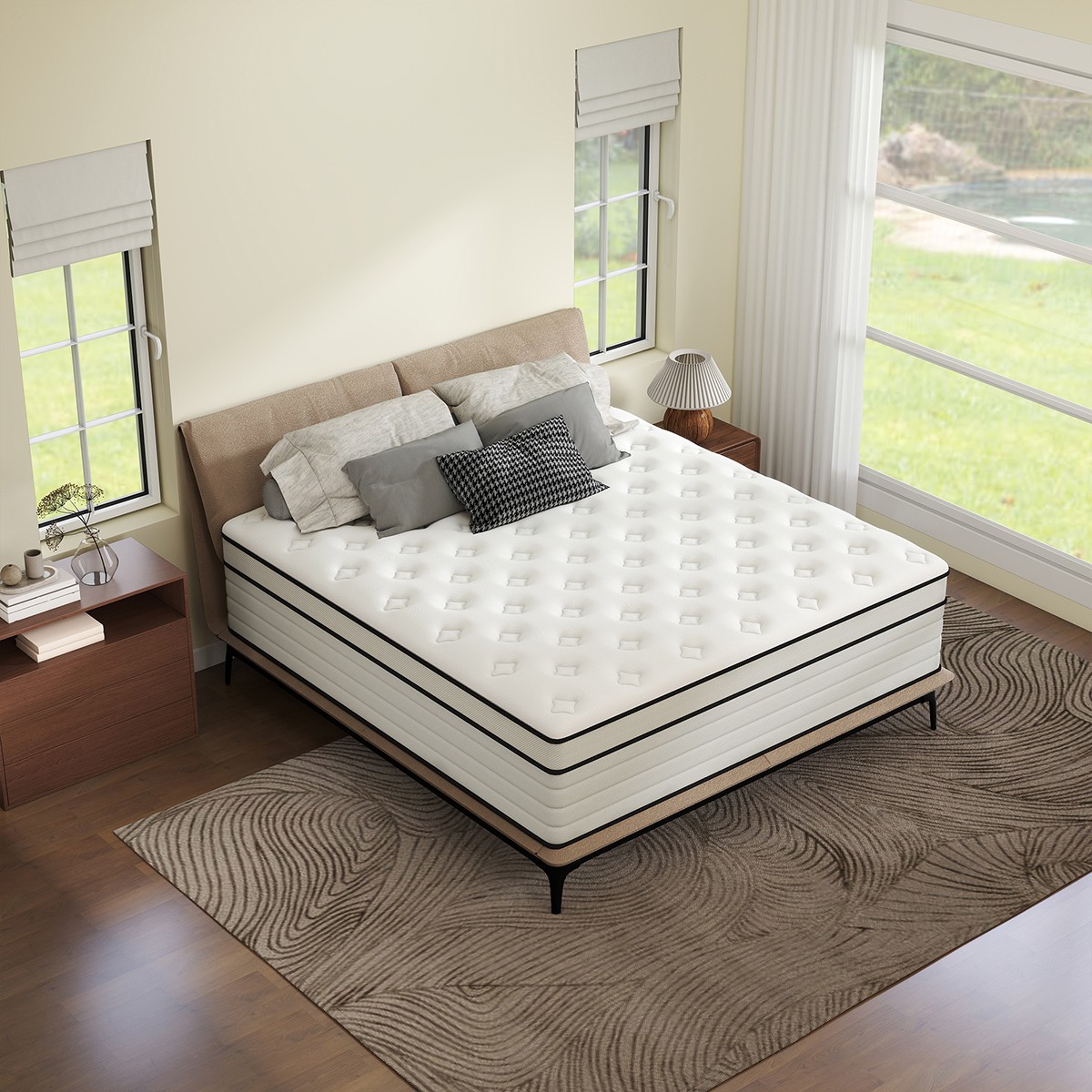 12″ Mattress Full Queen King Size Gel Memory Foam Hybrid Spring Bed in a Box