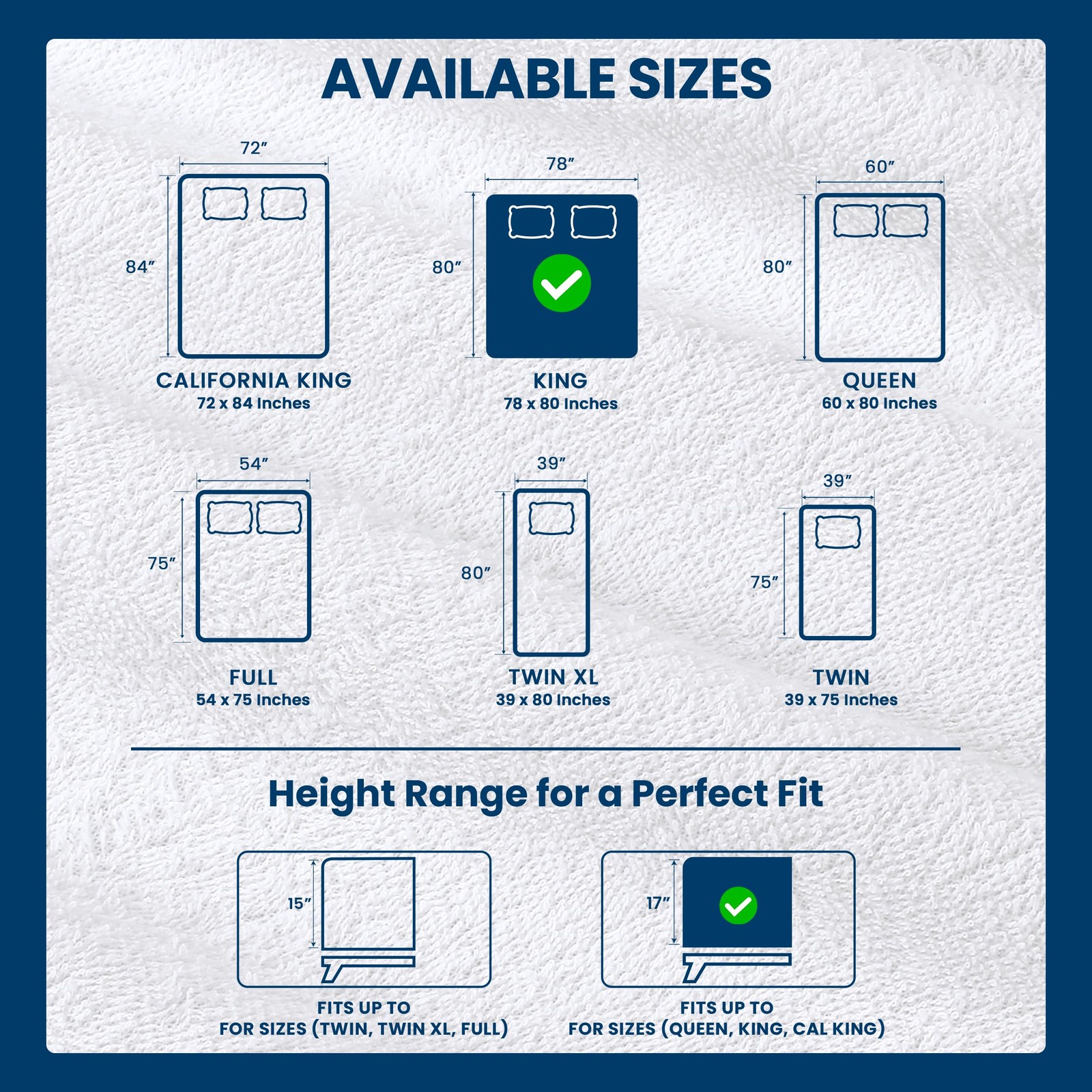 King Size Mattress Protector Waterproof, Premium 200 GSM Terry King, White