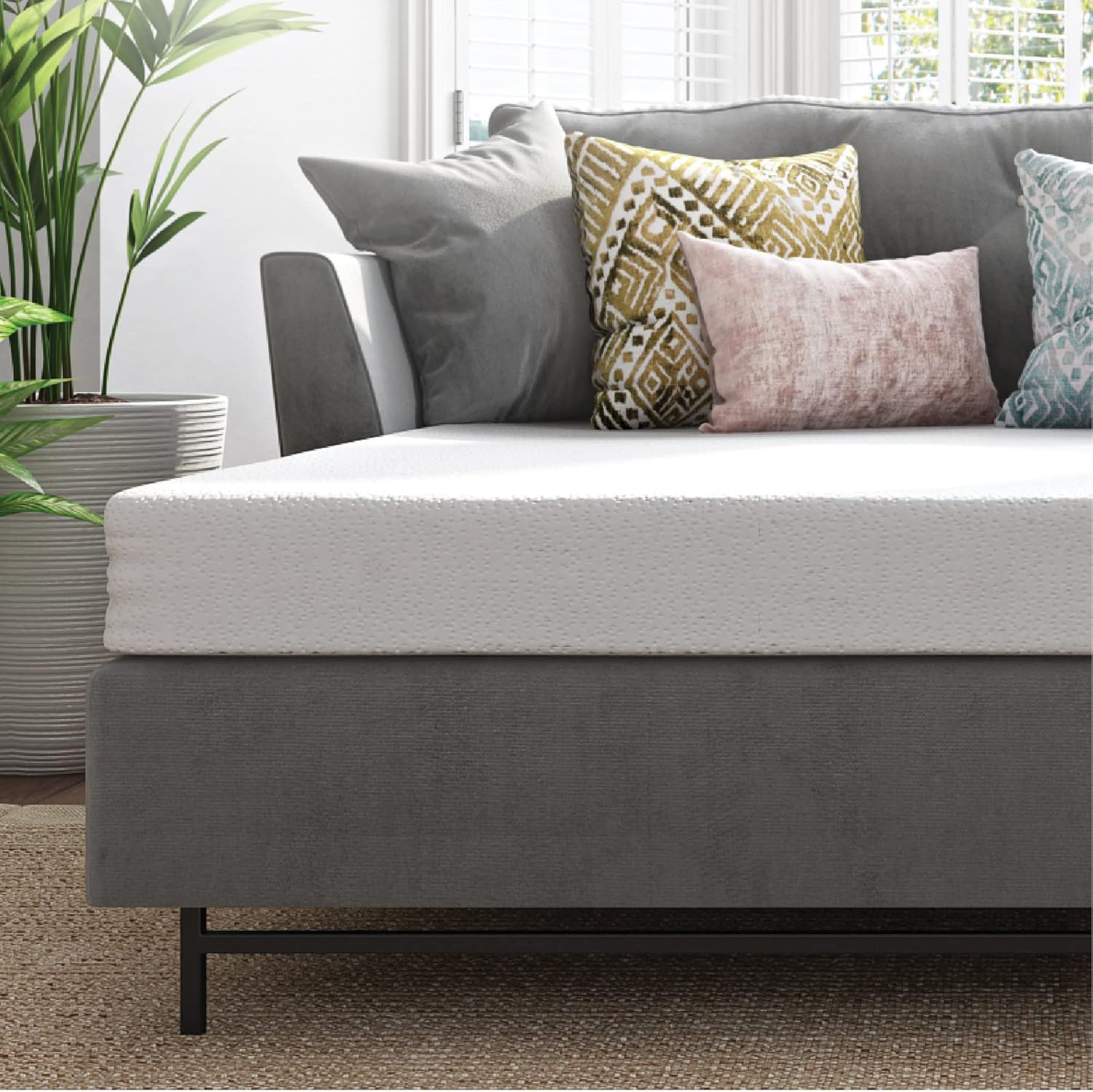Queen Gel Memory Foam Sofa Bed Mattress Replacement – White