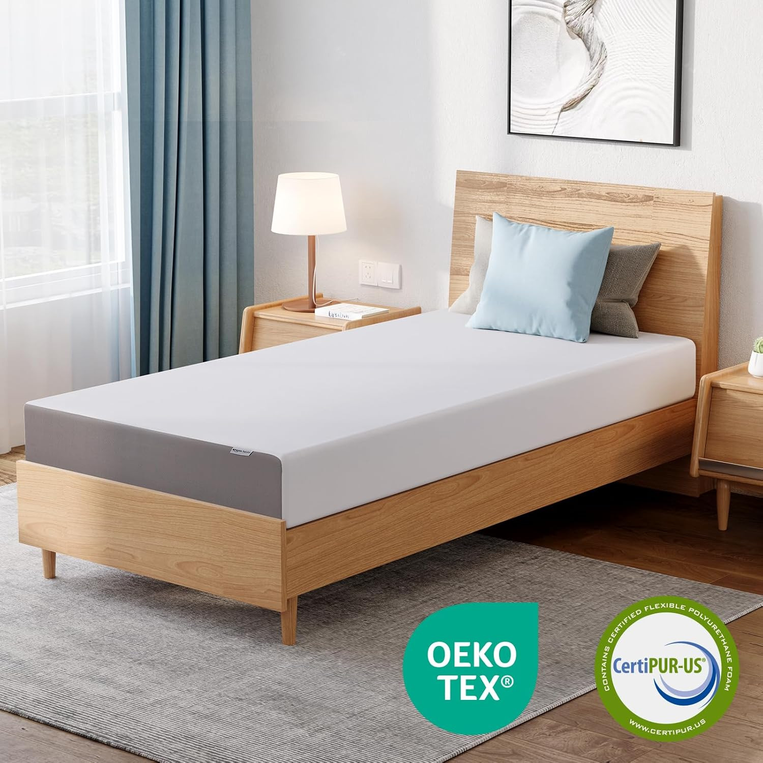 8-Inch Plush Memory Foam Mattress – Breathable Full Size, White/Grey