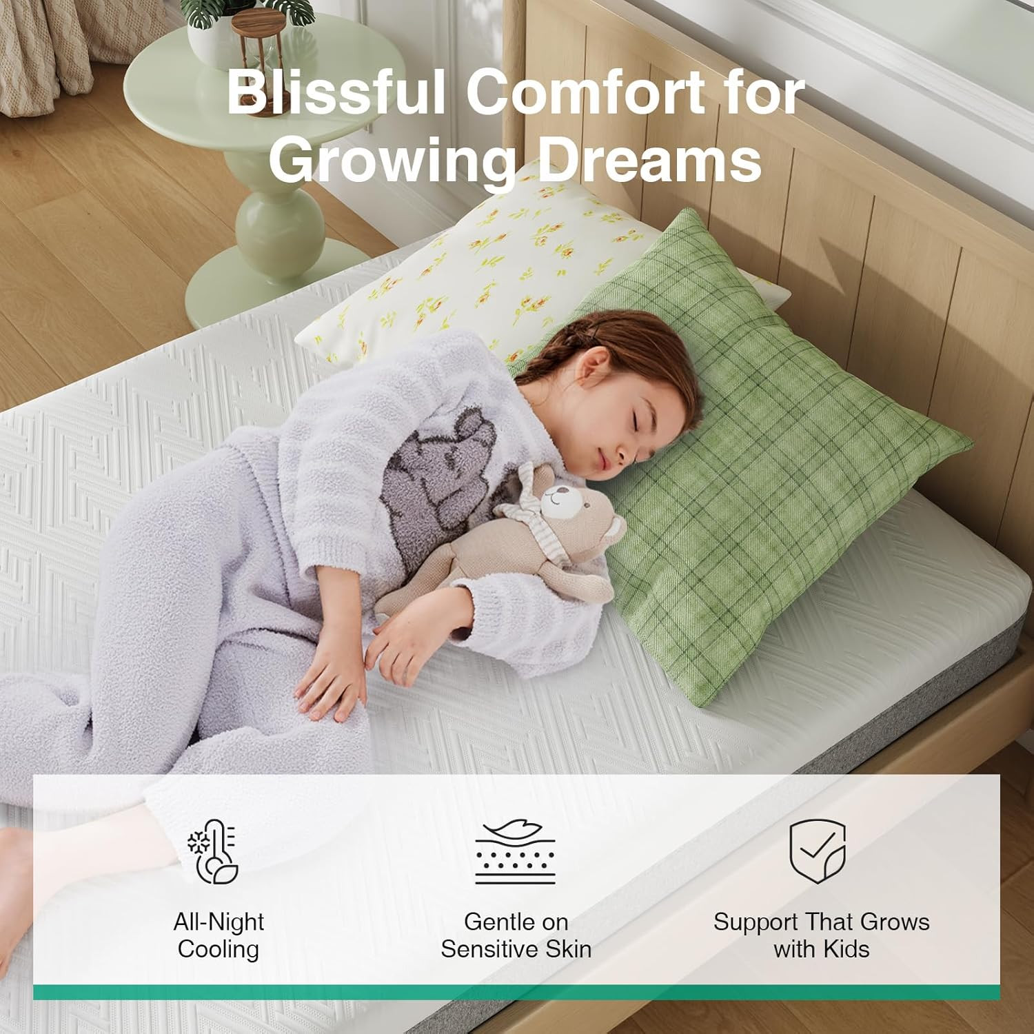Twin Size Mattress, 6 Inch Twin Mattress for Kids, Gel-Infused Memory Foam Mattr