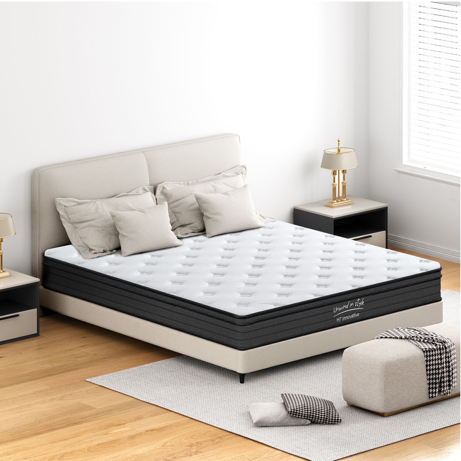 Queen Hybrid Mattress 12 Inch Pocketed Innerspring Medium Firm Pressure Relief