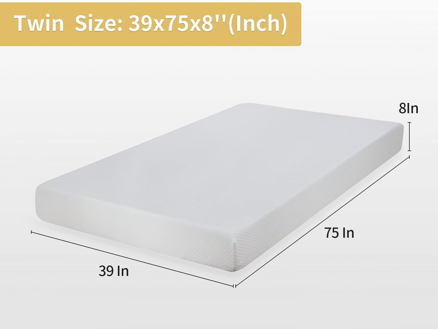 Paylesshere 8 Inch Twin Gel Memory Foam Mattress Fiberglass Free/Certipur-Us Cer