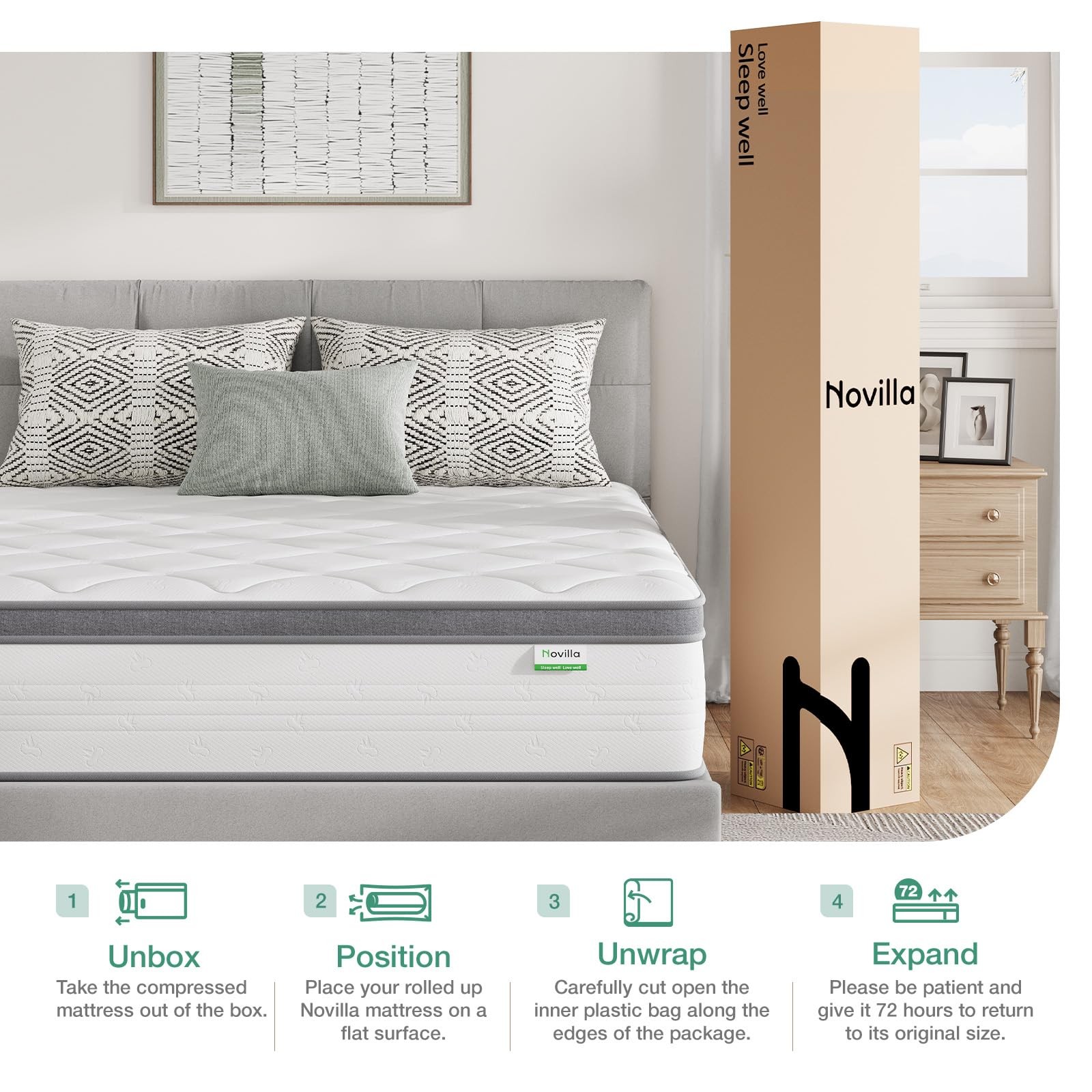 Novilla Twin Mattress for Kids, 10 Inch Twin Mattress Hybrid with Individuall…