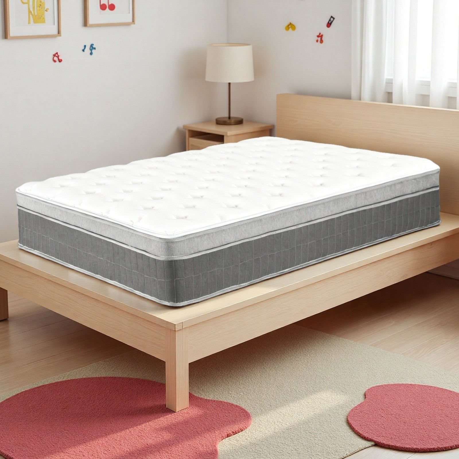 Twin Hybrid Mattress 12″ – Memory Foam Medium Firm Breathable Gray Trim