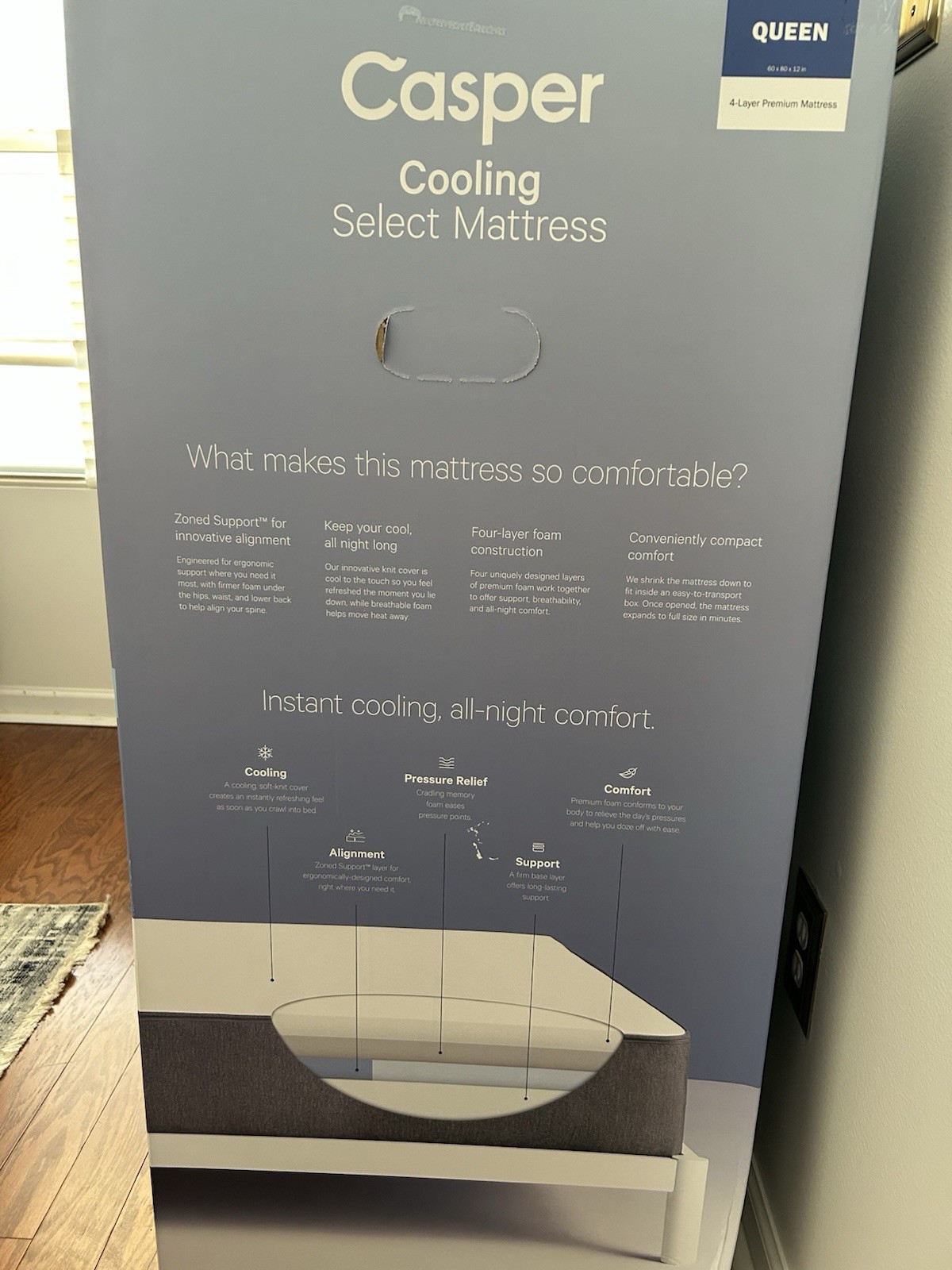 Casper Cooling Select 12″ Memory Foam Mattress, Queen