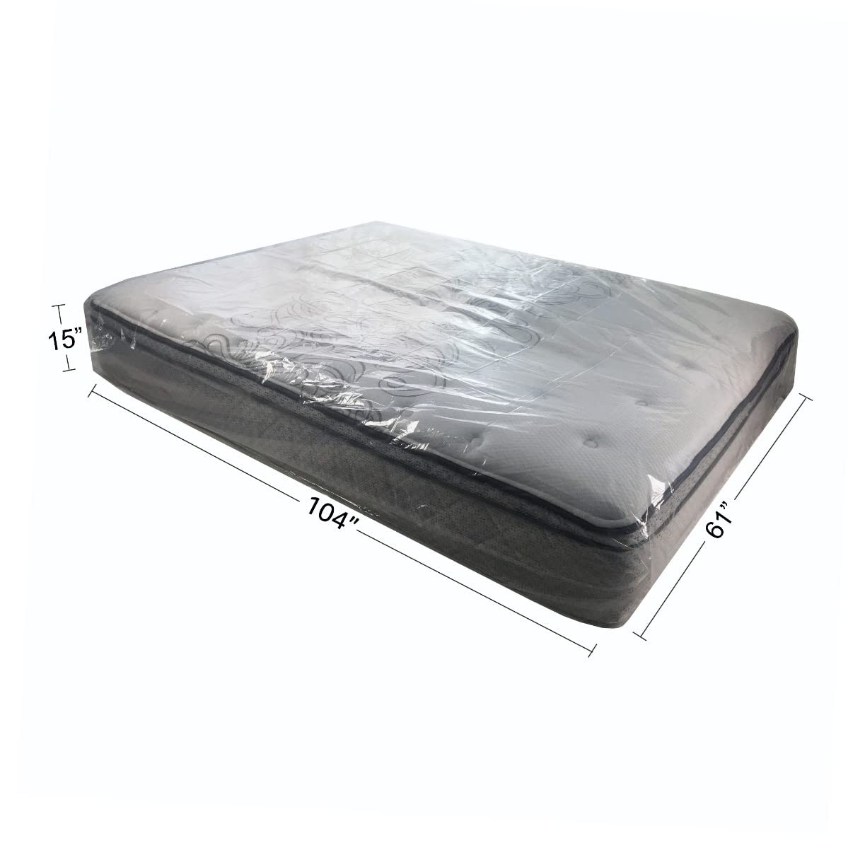 Queen Mattress Clear Plastic Poly Covers, 61 x 15 x 104 inch, Heavy Duty 2 mi…