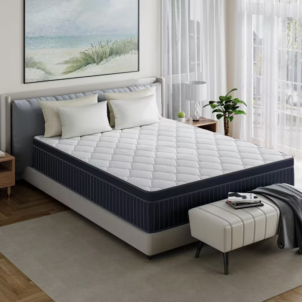 Queen Size Plush Hybrid Gel Memory Foam 12 In. Innerspring Euro Top Motion Isola