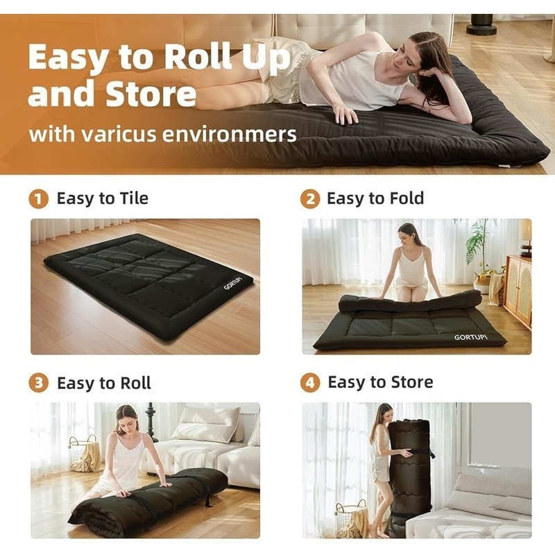 Japanese Futon Floor Mattress Portable Folding Sleeping Mat Multi-Functional Use