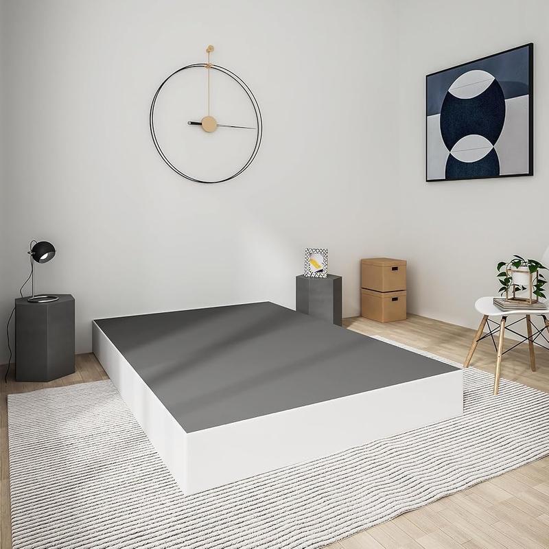 Box Spring Queen Bed 9 In High Metal Heavy Duty Mattress Foundation Fabric Cover