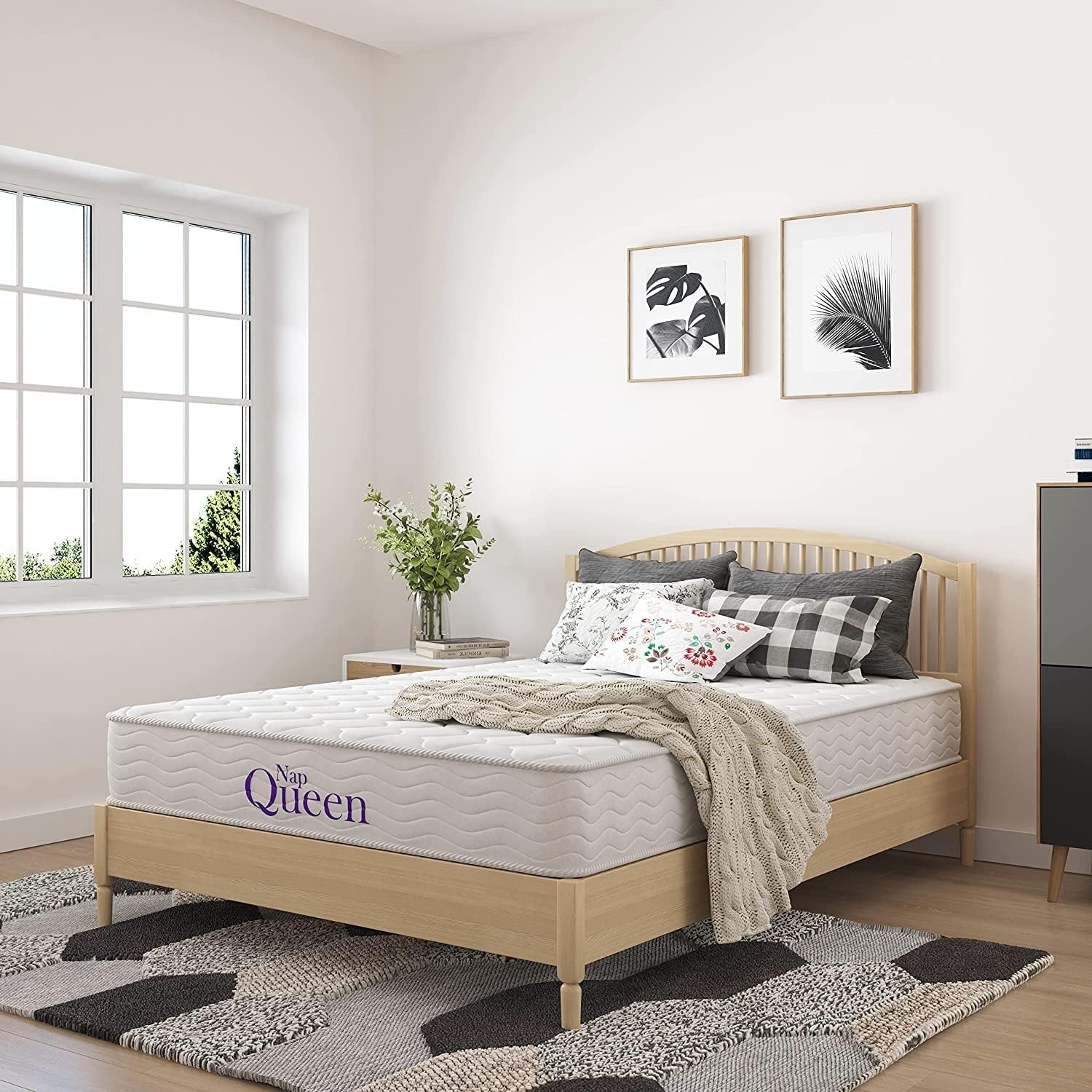 8 Inch Innerspring Queen Size Medium Firm Memory Foam Mattress, Bed in a Box,…
