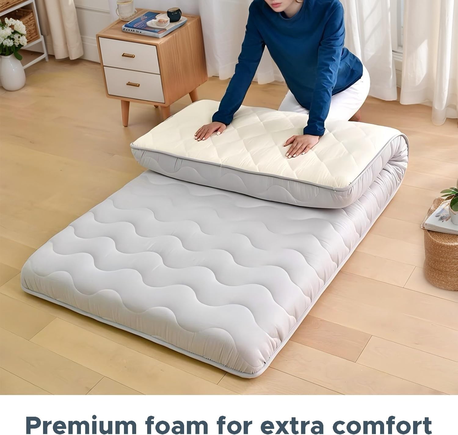 High Density Comfort Foam Mattress, Grey, Queen Size