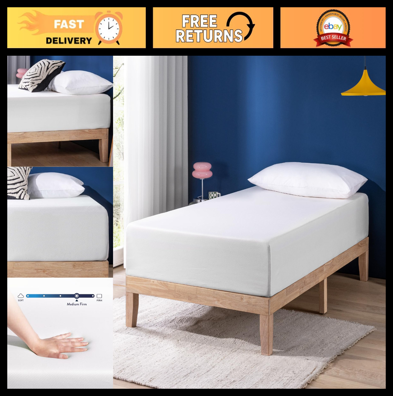 12″ Memory Foam Mattress – Medium Firm, Cooling Gel, Safe Foams, Twin Size, Boxe