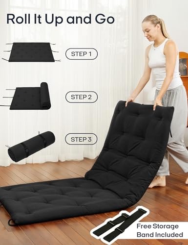 Japanese Floor Futon Mattress, Foldable Tatami 39″ × 75″(Twin) 01 – Black