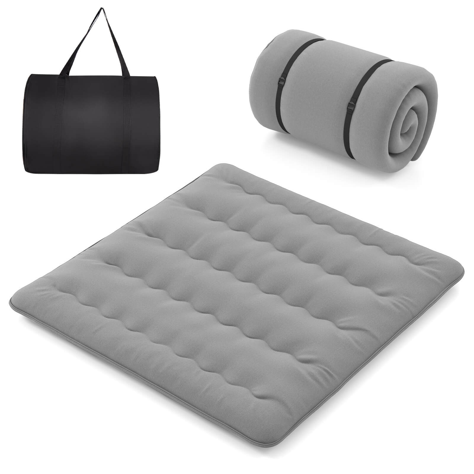 King Futon Mattress Japanese Floor Pad Washable Cover Carry Bag Gray